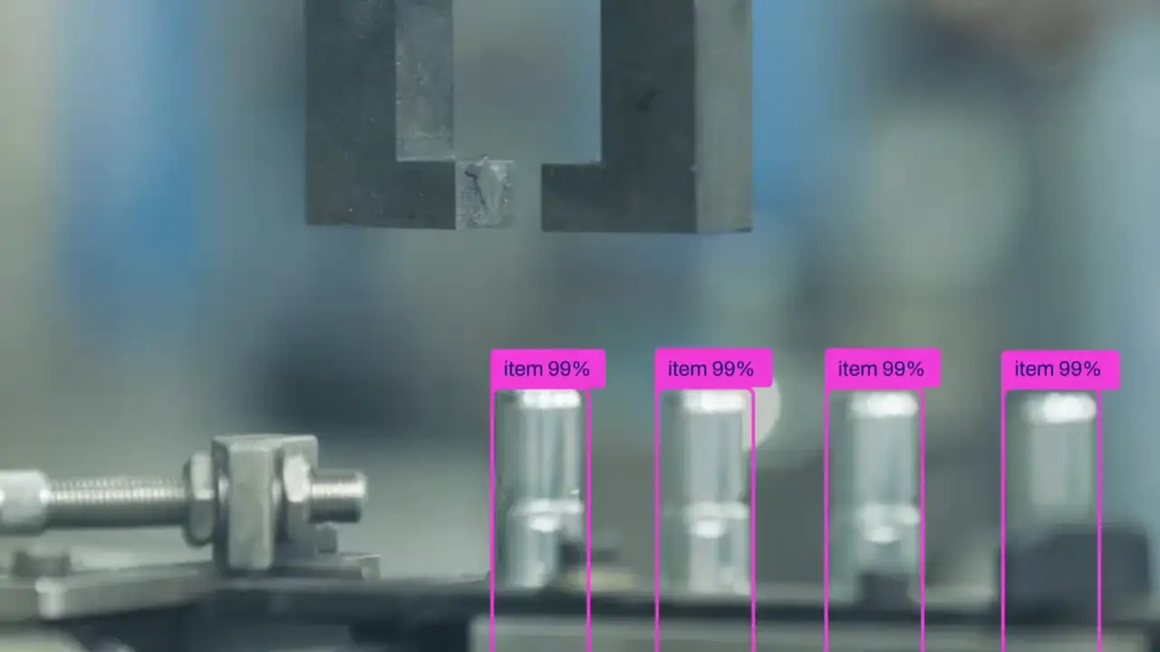 Visión artificial de VIDAR detectando piezas en una línea de producción